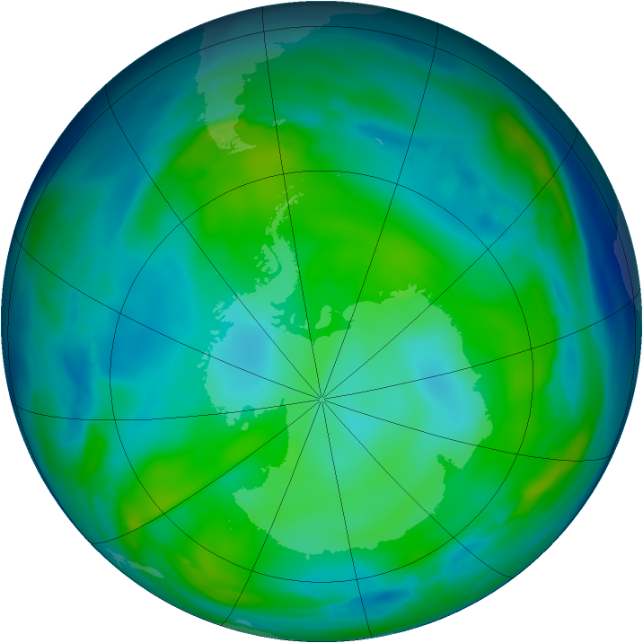 Antarctic ozone map for 20 June 2006